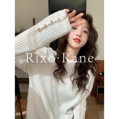 法国Rixo Rane ?白色圆领针织打底衫女秋冬高级气质内搭长袖上衣