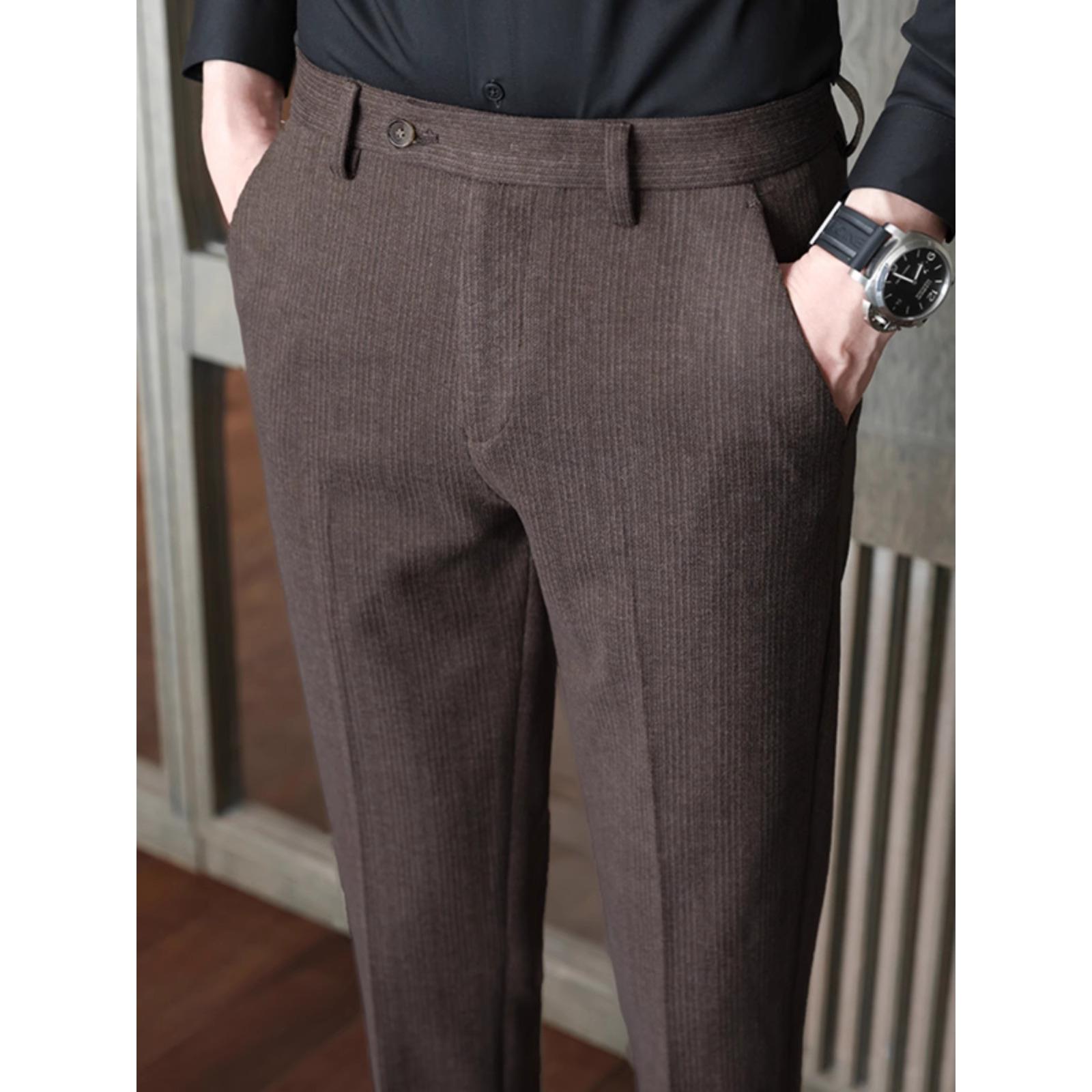 LL男装西裤男秋冬款九分修身小脚毛呢2024年新款休闲潮牌西装裤子