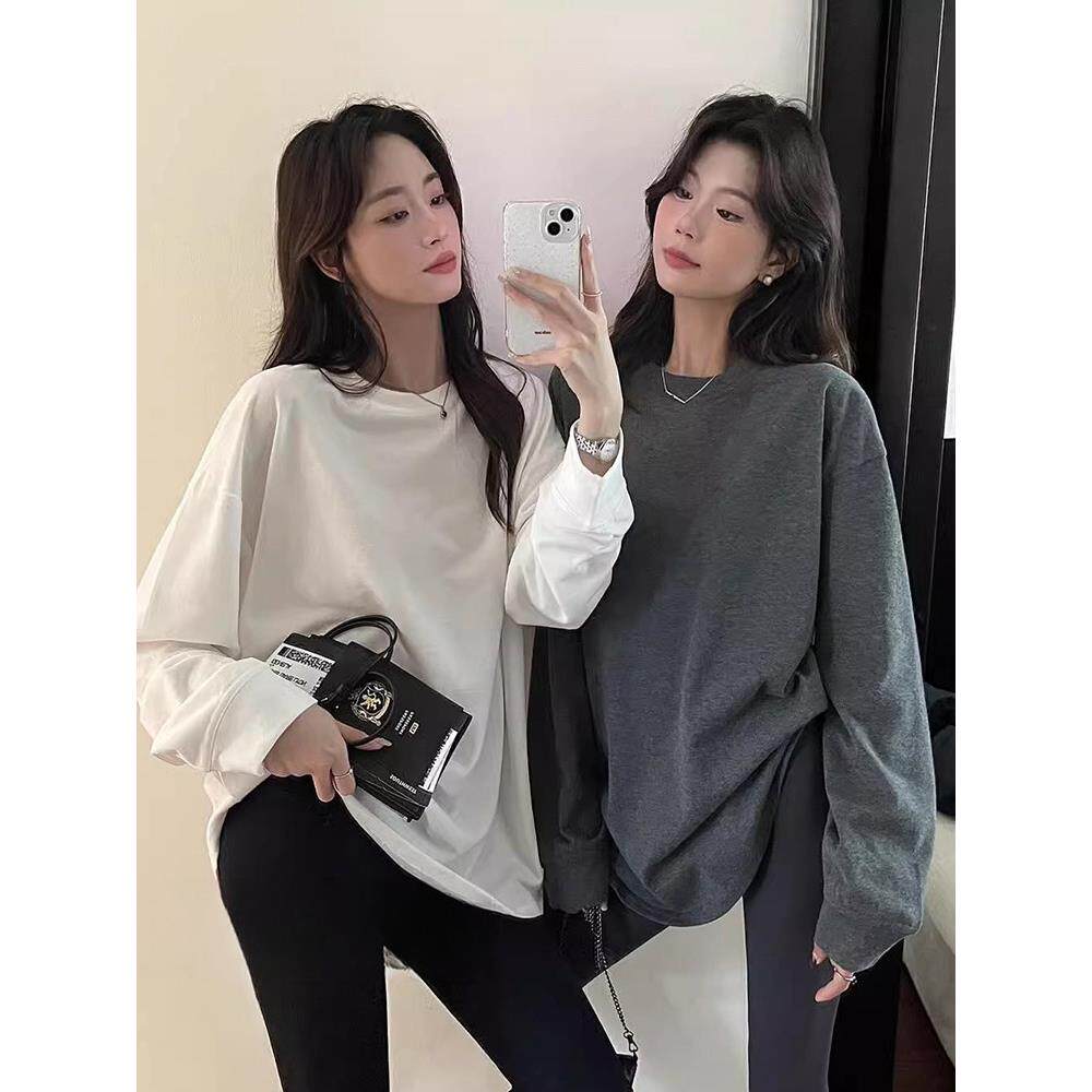 2025春秋季新款垂肩袖t恤女式宽松慵懒风格轻松休闲适合搭配的大