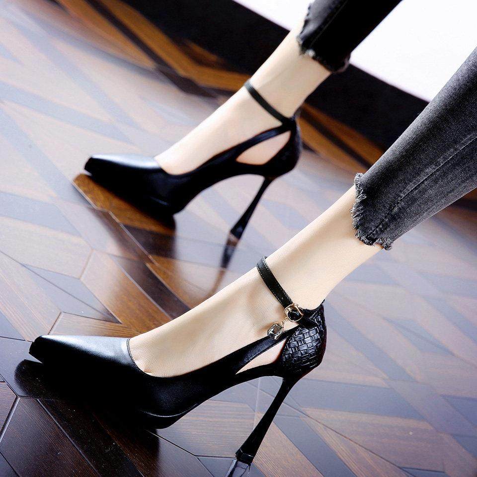 JIEFANSI香港韩版防水台细跟单鞋女2025春季新款尖头一字扣高跟鞋,女鞋,时装凉鞋,淘宝优惠券,粉丝福利购,淘宝优惠卷