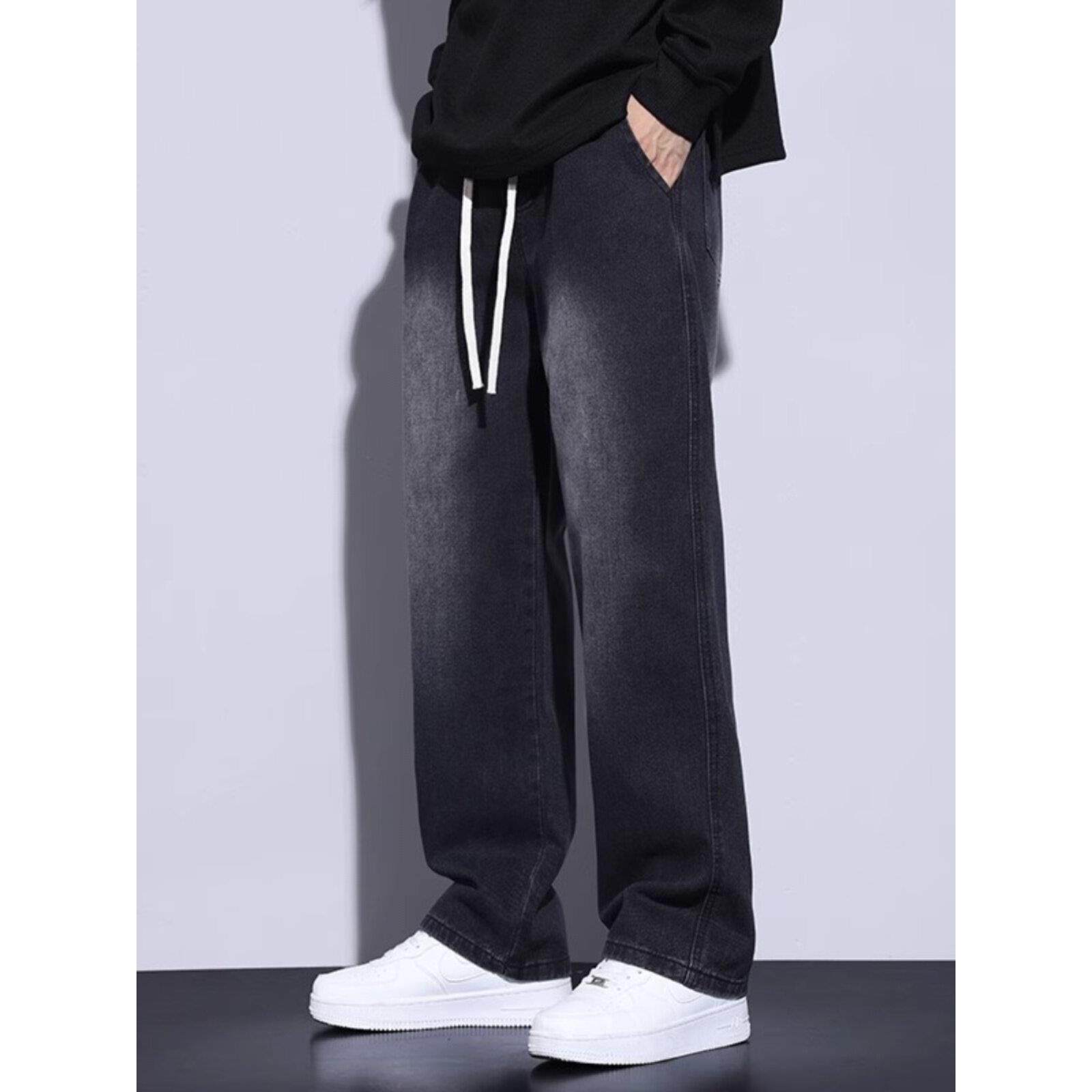 春夏款痞帅牛仔裤男潮牌美式覆古直筒裤2025新款百搭宽松阔腿裤子