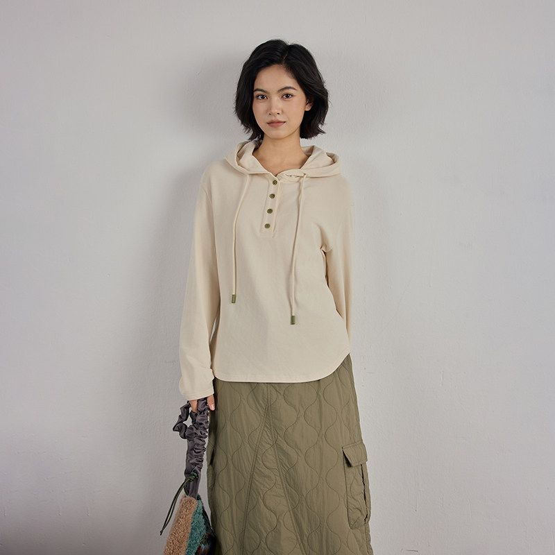 NEEXUN奈寻德绒连帽针织打底衫2025冬季新款休闲显瘦百搭简约宽松