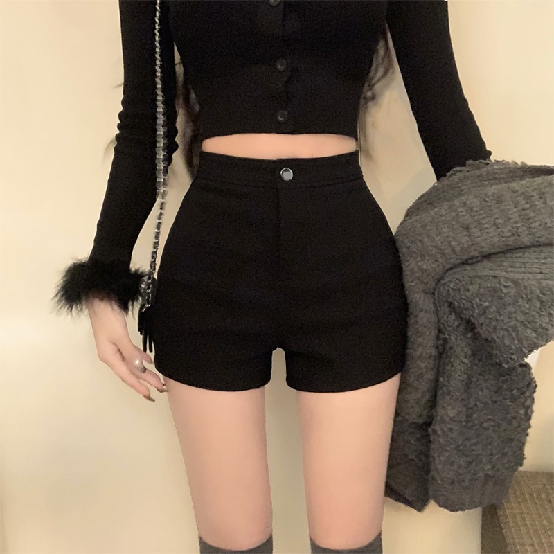 黑色短裤性感辣妹包臀裤a字热裤休闲裤女装秋季高腰弹力紧身裤子