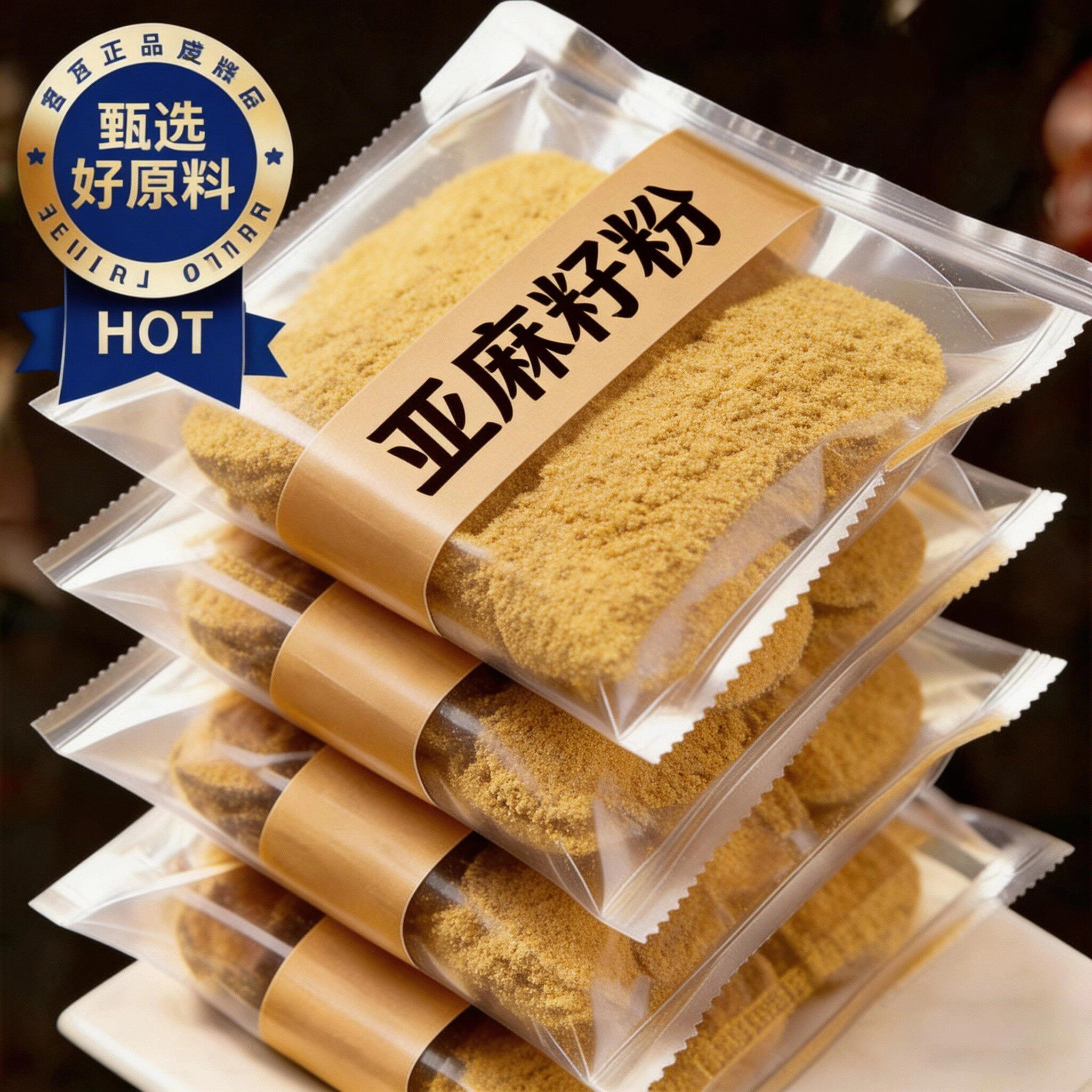 黄金亚麻籽粉熟内蒙古纯天然代餐即食粉冲饮膳食纤维餐