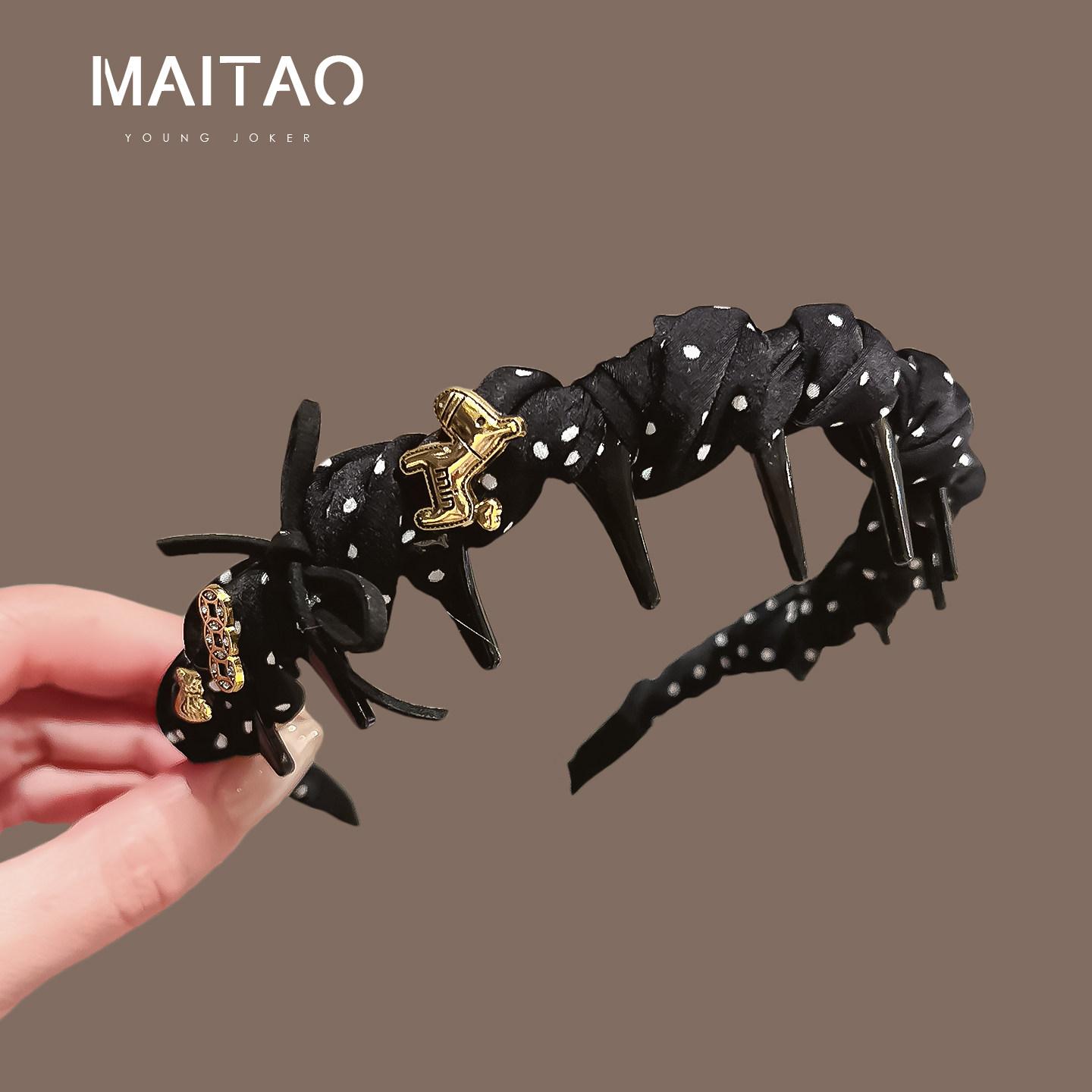 小香风波点褶皱发箍女高级感金属装饰防滑压发头箍,饰品/流行首饰/时尚饰品新,发饰,淘宝优惠券,粉丝福利购,淘宝优惠卷