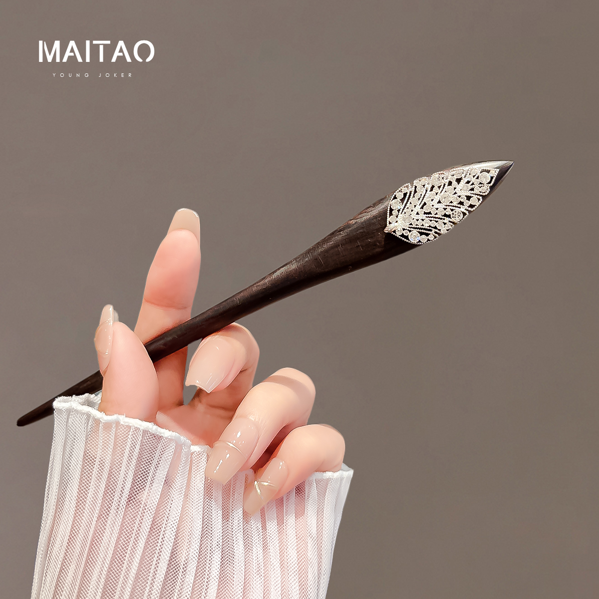 黑檀木发簪古风高级感日常素雅簪子简约现代盘发木簪古典汉服头饰