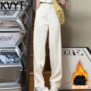 高级感男士微喇西裤2026年冬季新款加绒裤子男款加厚保暖直筒长裤