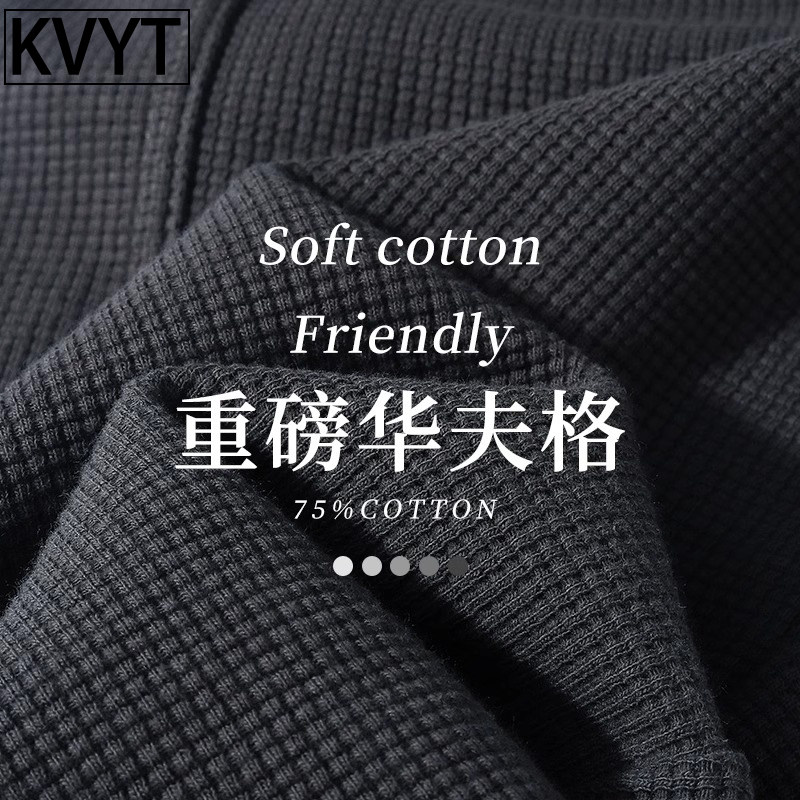 重磅华夫格卫裤男款潮牌2025春秋季新款美式灰色休闲 裤束脚运动