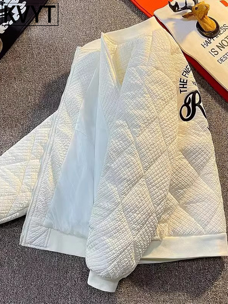 高端男士棒球服棉衣2025新款潮牌宽松菱形格夹克男款冬装棉服外套