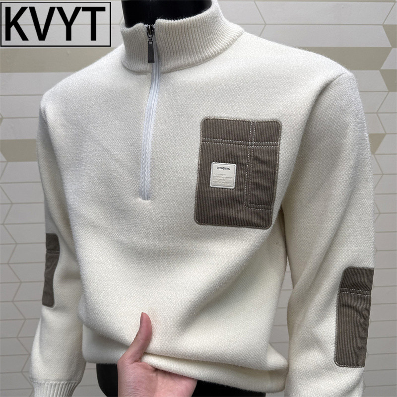 高端男士加绒毛衣2026年冬季新款针织衫上衣高级感男装内搭打底衫