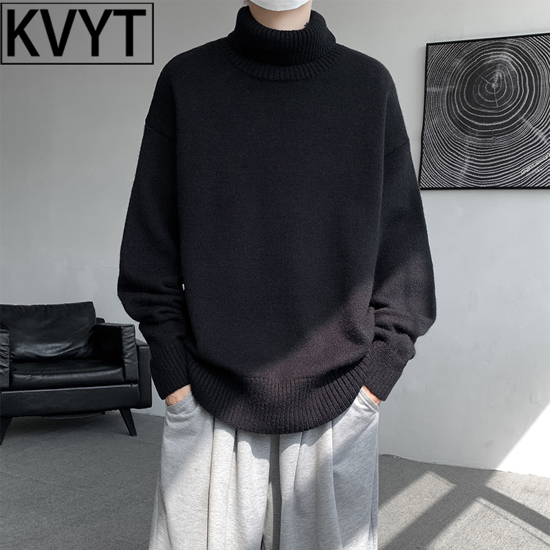男士高领毛衣高级感上衣2025年冬季新款潮牌宽松大码针织打底衫男