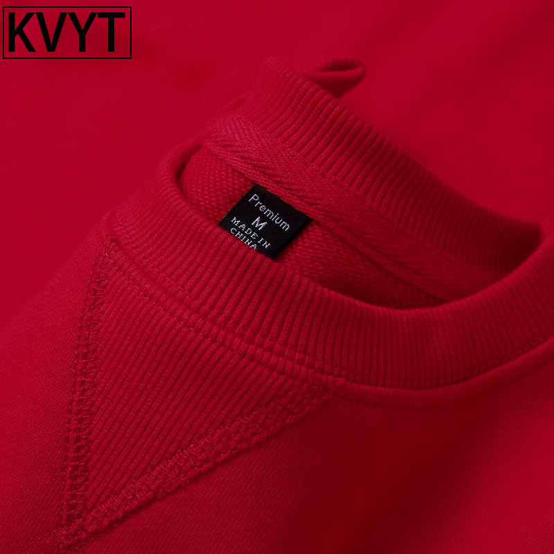 潮牌男士红色卫衣新款2025爆款高级感本命年冬季穿搭情侣长袖上衣