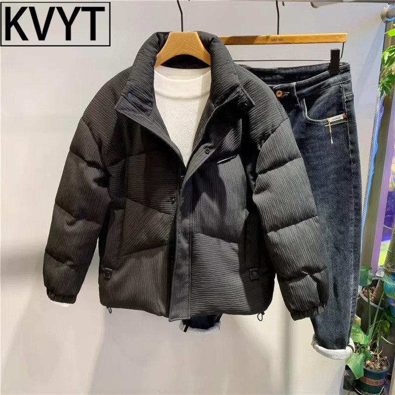 冬季外套男款2026新款高级感加厚保暖立领羽绒服男韩版短款面包服