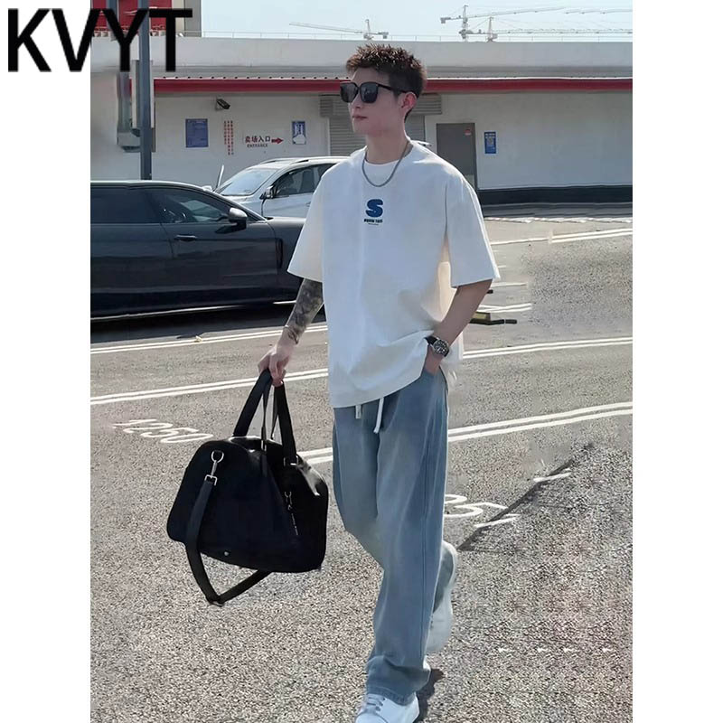 夏季薄款冰丝牛仔裤2025新款男士高端美式直筒阔腿裤男款休闲长裤
