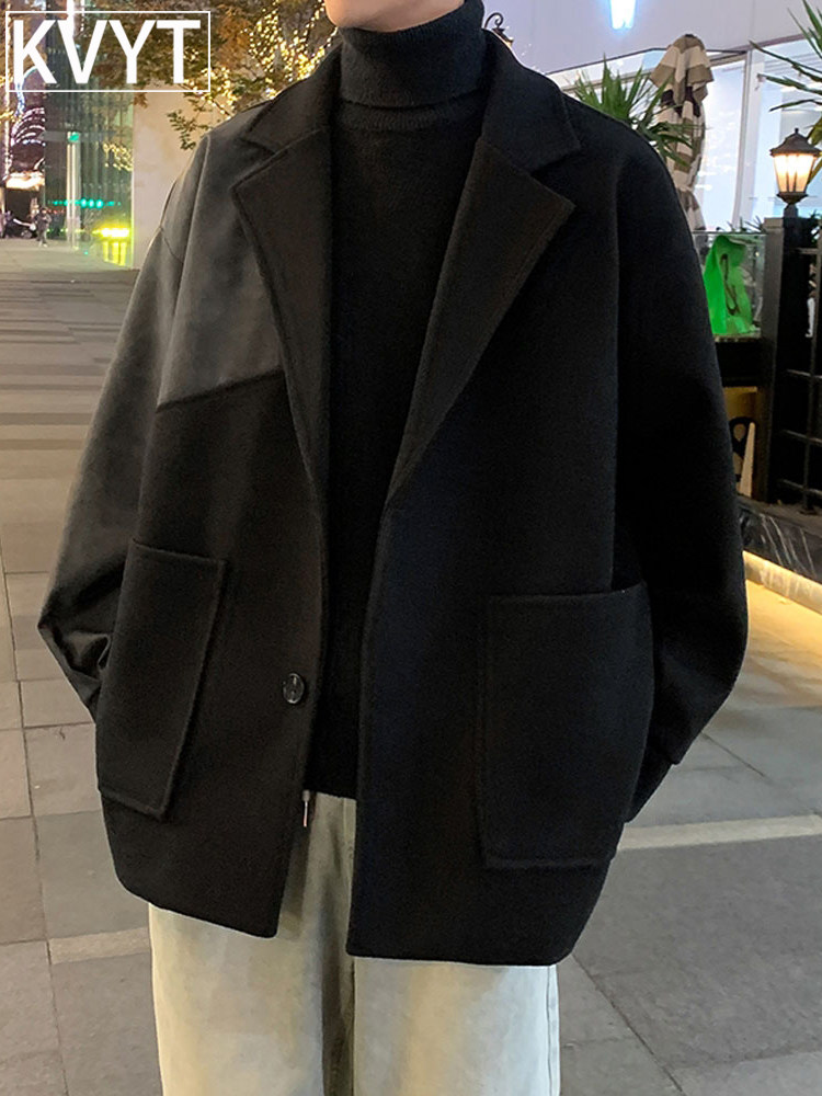 潮牌短款男士风衣2025新款秋季流行穿搭男高级感毛呢西服休闲外套