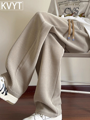 灯芯绒卫裤男生穿搭高级感裤子男款秋冬季新款雪尼尔加绒休闲长裤