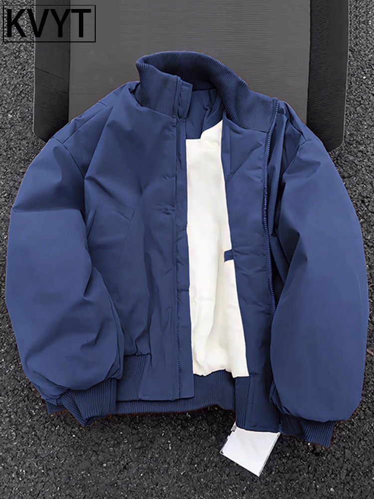 潮牌美式飞行员夹克男士2025年冬季新款加厚立领外套男款防寒棉服