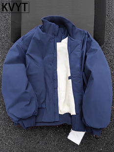 潮牌美式飞行员夹克男士2025年冬季新款加厚立领外套男款防寒棉服