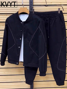 休闲运动套装男士2025春秋新款成熟稳重男装夹克搭配潮牌牛仔外套