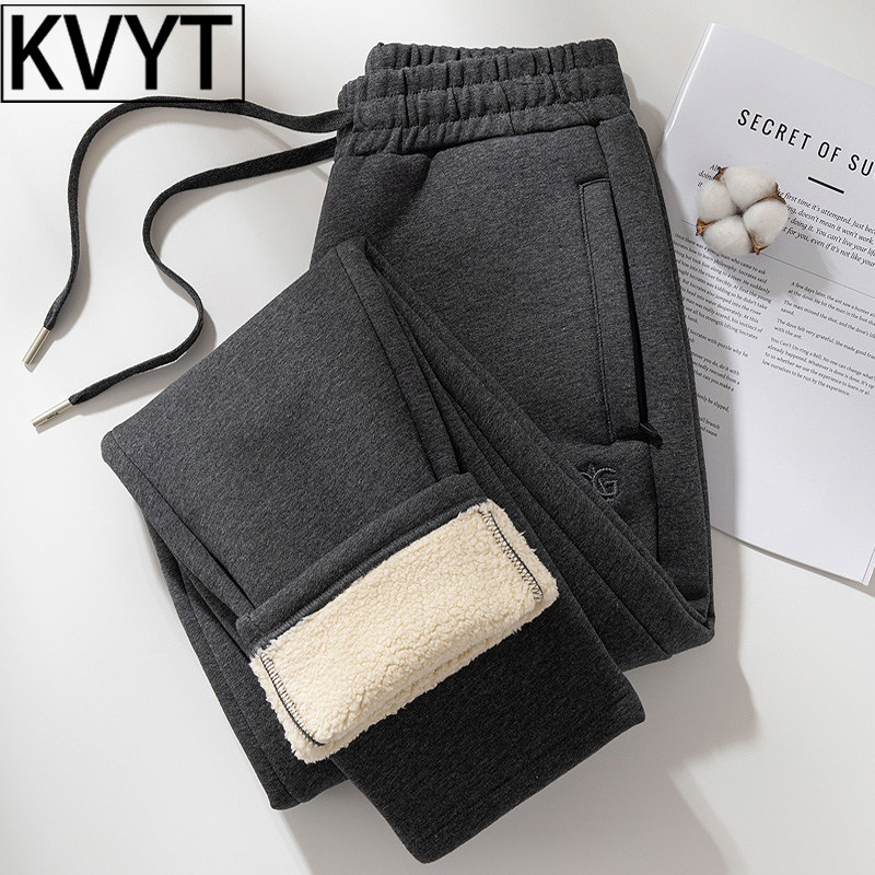 加绒加厚羊羔绒裤子男款2025年冬季新款防寒保暖棉裤男士直筒卫裤