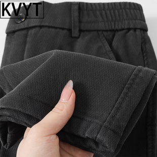 高级感男士加绒保暖裤子2025年冬季新款潮牌垂感加厚直筒休闲男裤