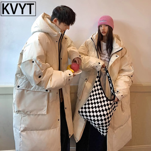 潮牌男士中长款羽绒服2025冬季新款高级感过膝工装棉衣外套情侣款