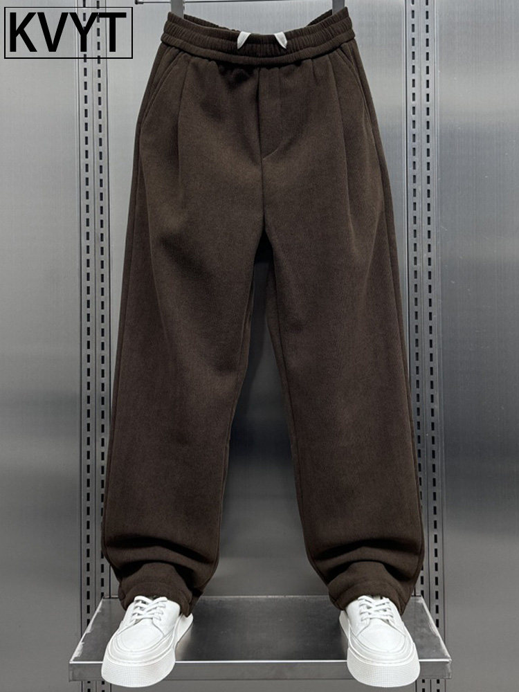 高端灯芯绒裤子男款2025年秋冬季新款加绒卫裤男士直筒加厚运动裤
