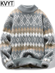 2025冬季 加厚内搭打底针织衫 新款 男士 日系覆古毛衫 软糯感毛衣男款