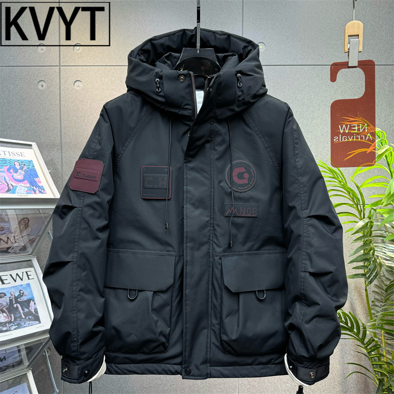 高端男士工装羽绒服2026年冬季新款美式痞帅冲锋衣外套男加厚棉服