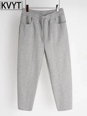 高端男士运动卫裤宽松直筒男裤春秋冬季潮牌时尚休闲九分裤子男款