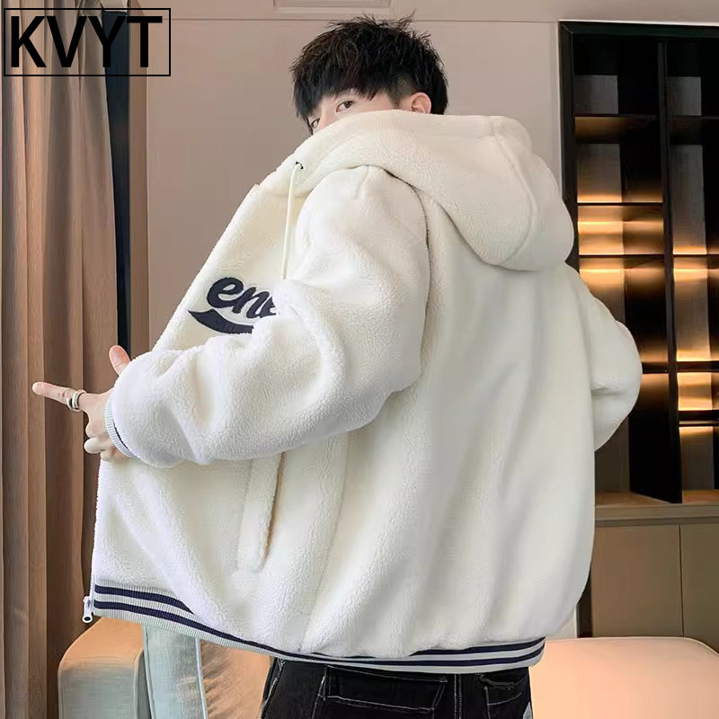 羊羔绒棉衣男士外套2025新款爆款潮牌男装上衣冬季加绒保暖棉服男