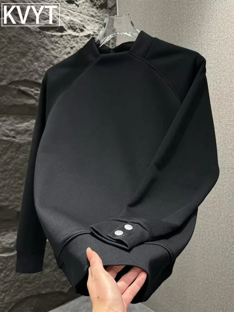 潮牌圆领卫衣男士2025新款秋季流行穿搭高级感男装上衣内搭打底衫