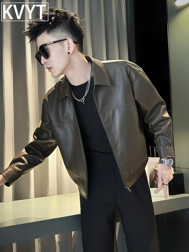 潮牌男士夹克外套2025年秋冬季新款高端短款上衣男痞帅高级感皮衣