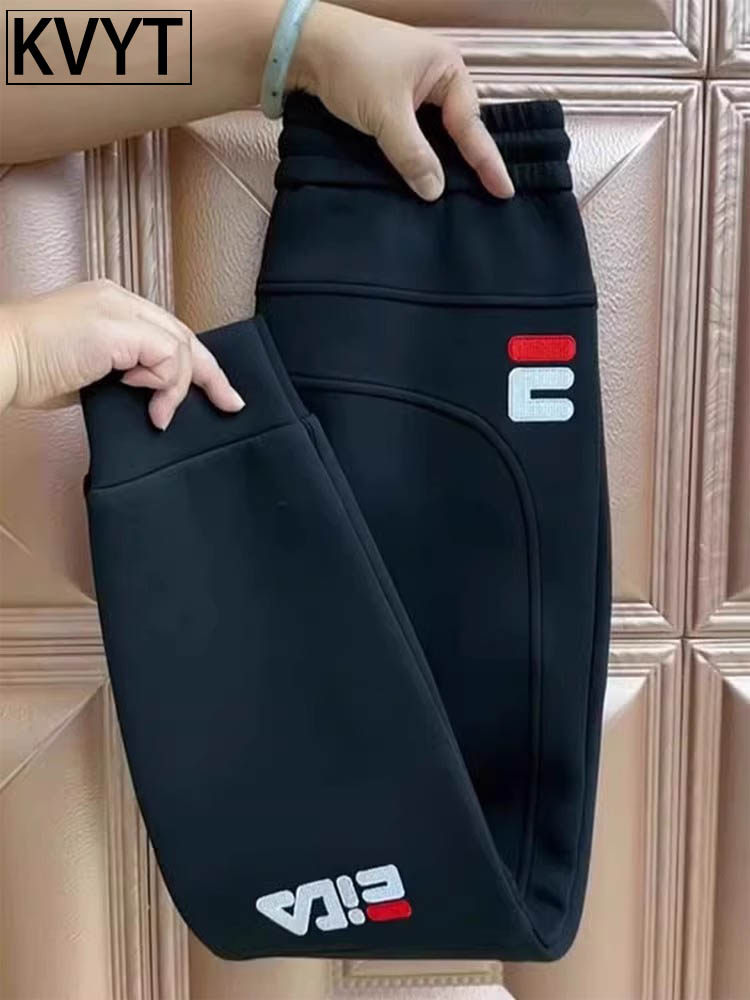 高端男士加绒加厚卫裤冬季2025年新款高端刺绣男裤子运动休闲裤潮