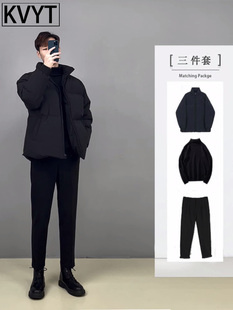 高级感英伦棉服西裤 冬季 男装 三件套2025新款 搭配帅气男士 潮男套装