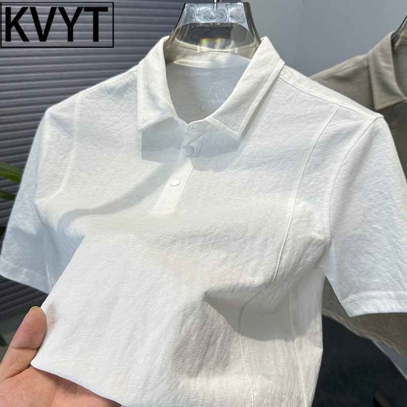 高端男士亚麻t恤2026年夏季薄款棉麻开衩半袖男款百搭短袖上衣服