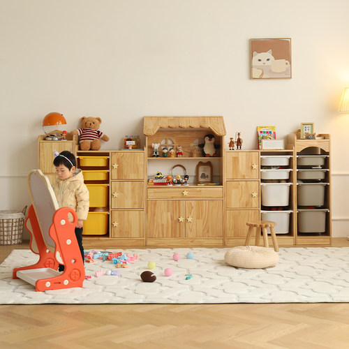 儿童玩具收纳架实木落地收纳柜