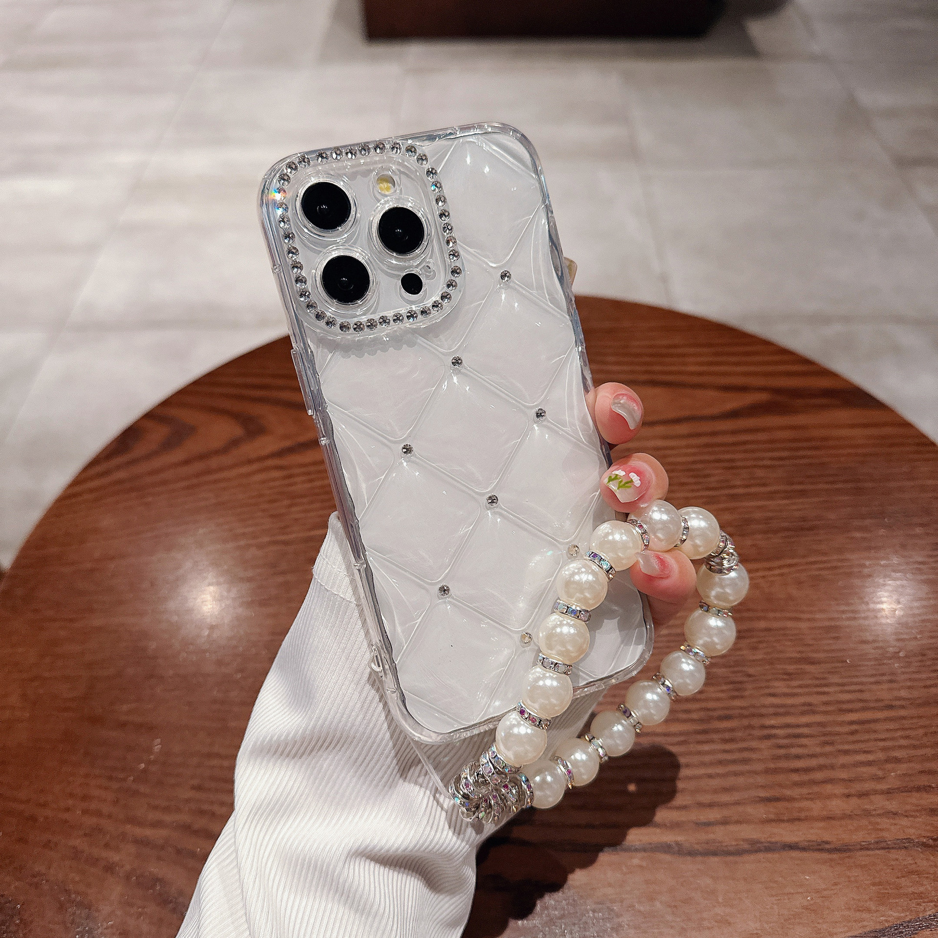 秋冬菱格纹手机壳高级感轻奢