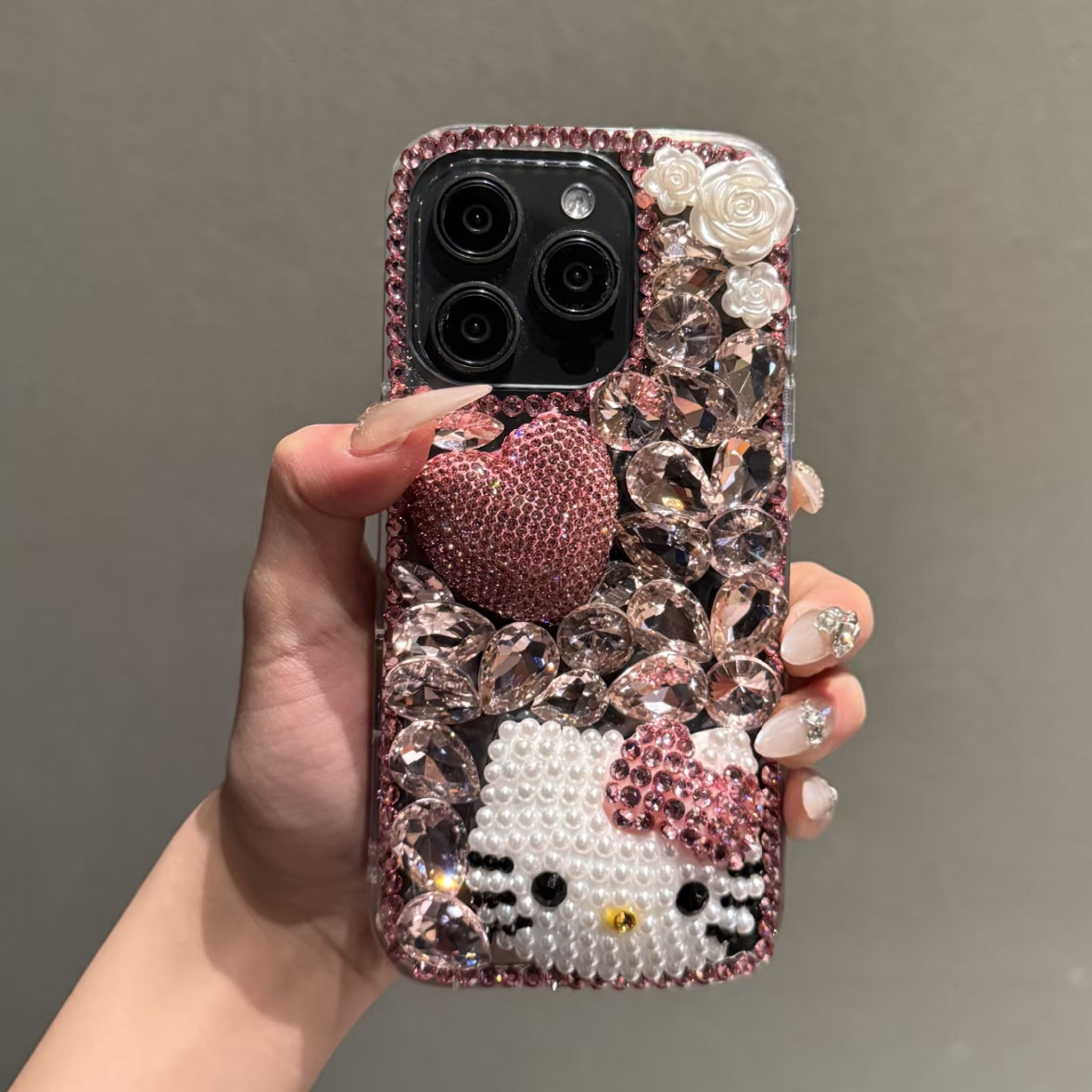 粉钻超闪hello Kitty原创高级感小众苹果16promax重工可爱手机壳新款外壳适用于17/15/14/13保护套高颜值全包