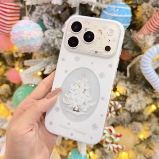圣诞节主题雪花苹果超火17promax手机壳新款外壳iPhone16pro保护套高颜值小众网红壳15/14镜头摄像头全包防摔