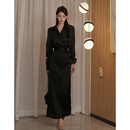 半身裙两件套 收腰翻领衬衫 纯欲轻奢御姐风黑色长袖 连衣裙女早秋季