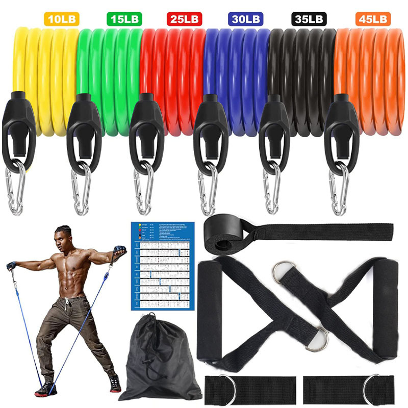 13-piece set of tension ropes, resistance belts, elastic ban