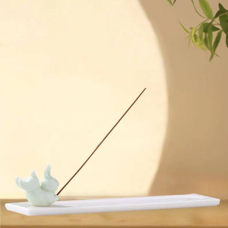 中式兔子香插香座陶瓷摆件创意家用室内玉兔线香香托中秋新年礼物,家居饰品,香薰炉,淘宝优惠券,粉丝福利购,淘宝优惠卷