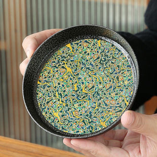 闽竹坊合金大漆壶承干泡茶台合金壶承家用小型圆形功夫茶具茶海托