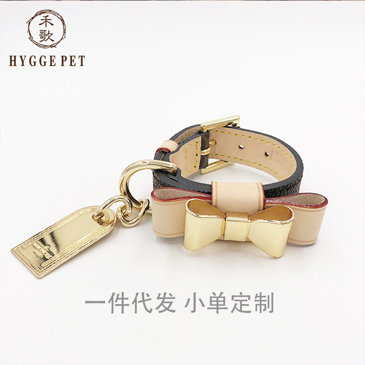 宠物狗项圈植鞣蝴蝶结茶杯犬泰迪马尔济斯法斗英斗猫咪项圈