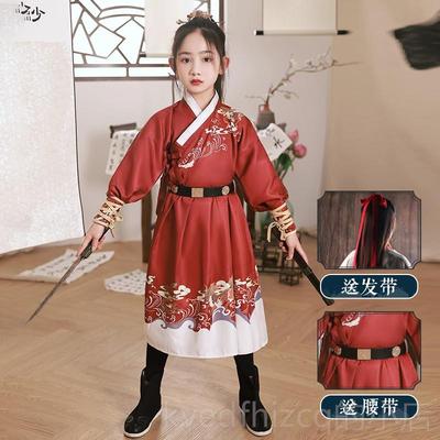 新款古花木兰儿童服装女童汉服中国风女侠装演出武侠风衣锦将卫军