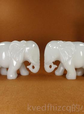 新款天然阿富居汗祥白玉大象吸水大白玉象吉物风水装饰品玉石家摆