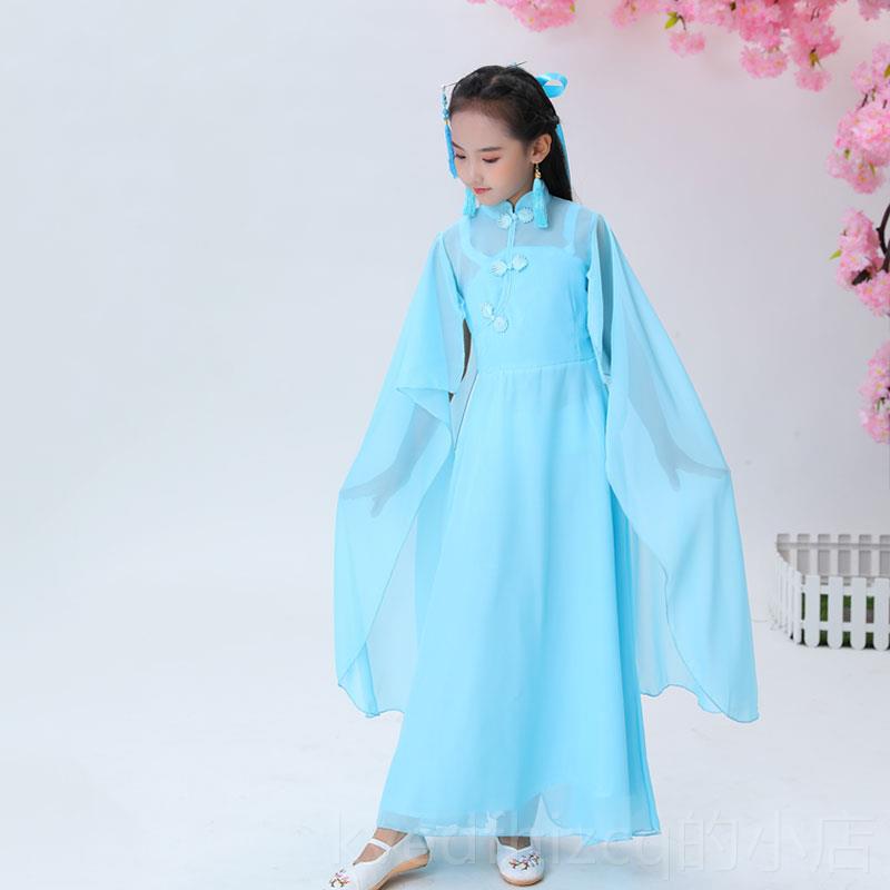 新款儿童艺礼考高端服女大童古筝级表演服古典飘考汉服中国风连逸