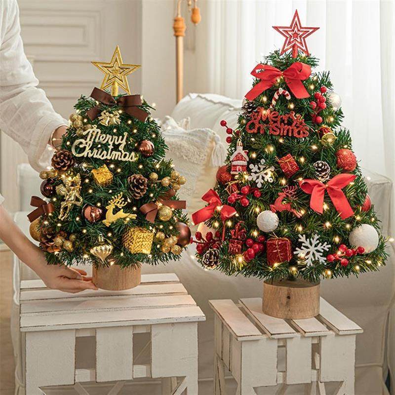迷你圣诞树桌面小摆件圣诞节装饰品客厅松树拍摄道具礼物2025新款