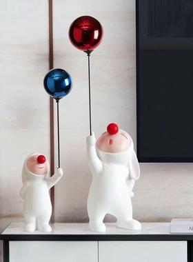 电视背景墙摆件气球兔一对装饰品摆件精灵兔北欧现代家居客厅电视